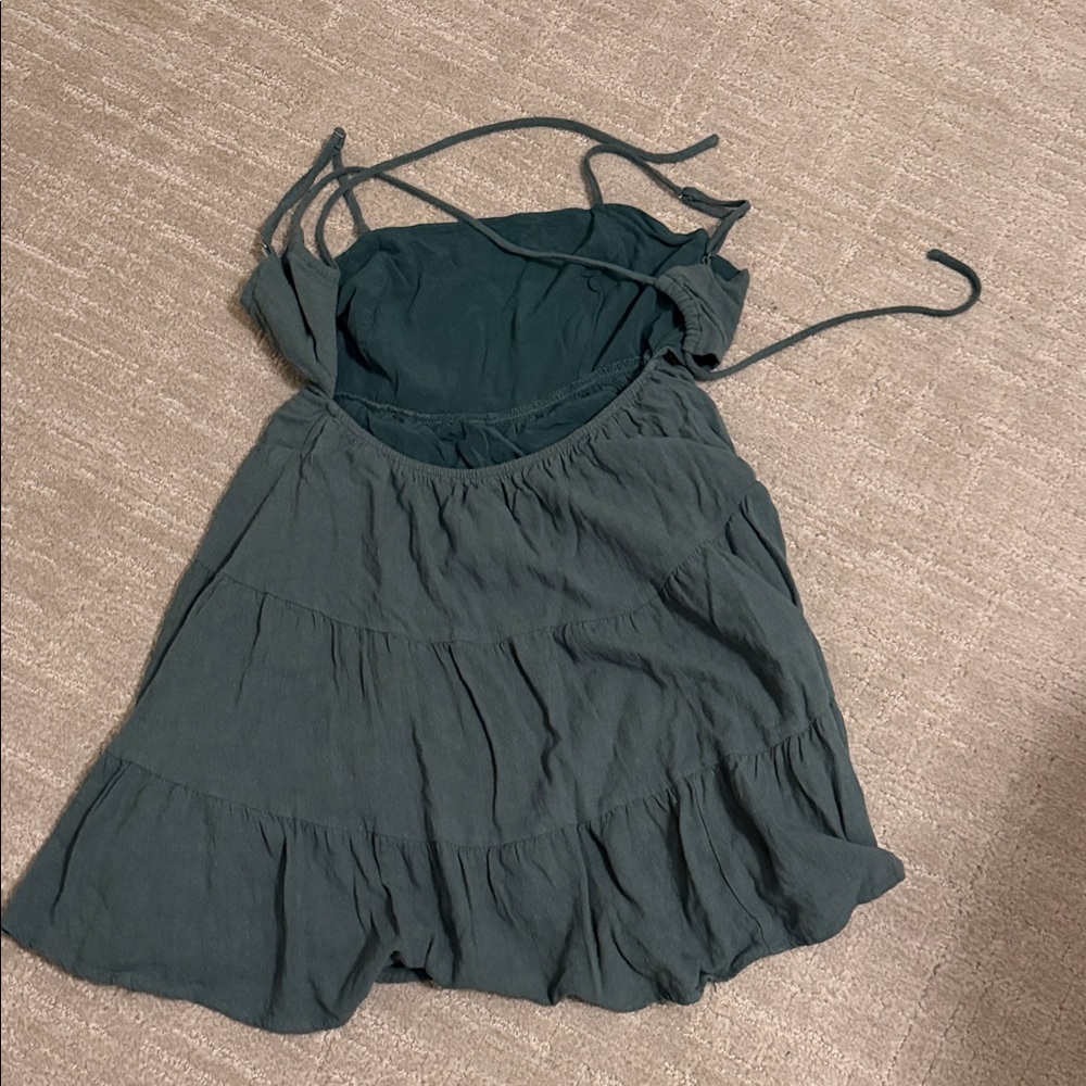 Lulu's Sage Green Cutout Tiered Mini Dress “Make a Day Out of It” - Picture 7 of 7